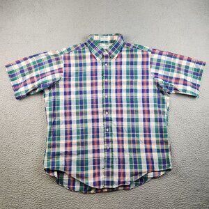 VTG Men's Plaid Button Shirt Extra Large Multicolor Short Sleeve Cotton‎ Blend